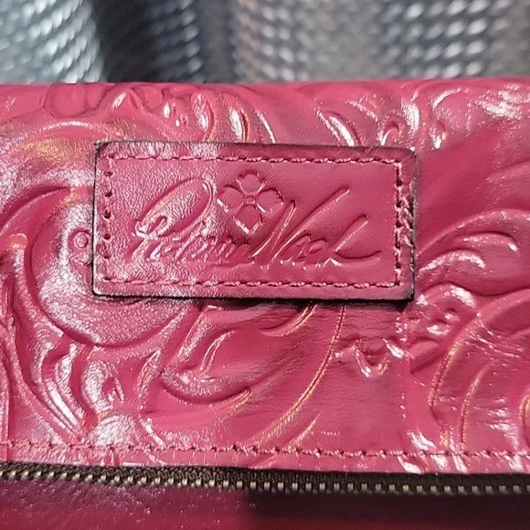 Patricia Nash Embossed Leather Wristlet in Deep Berry - Picture 2 of 5